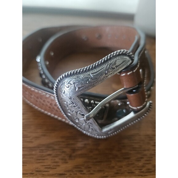 Nocona Ladies Cross Studded Calf Hair Western Belt N4419302